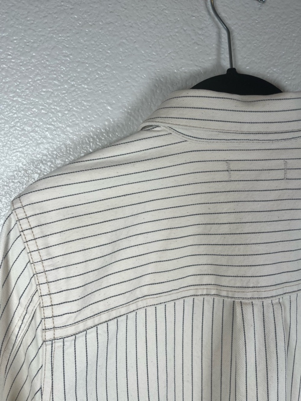 Madewell Denim Classic Button-Up Shirt‎ in Pinstripe Railroad Stripes Rigid - Picture 8 of 9